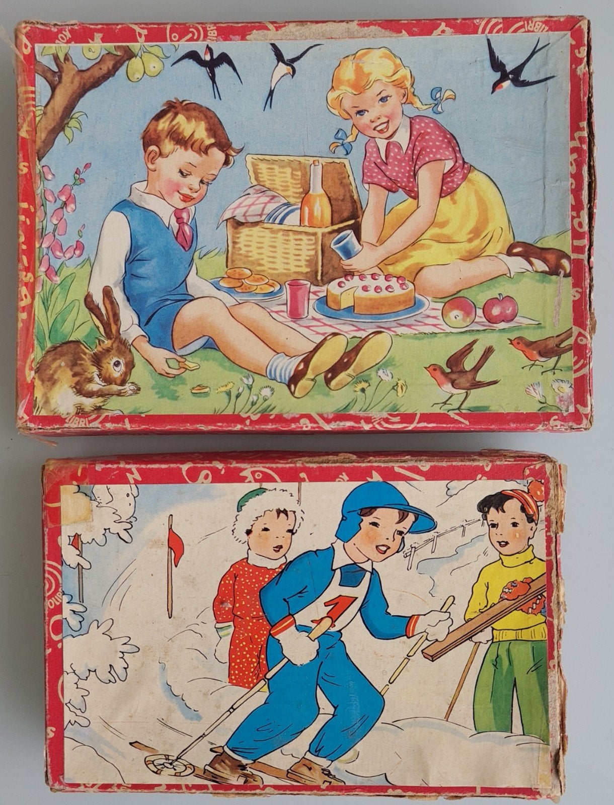 Vintage Kolibri Legpuzzels: Picknick & Ski's (2-4 jaar), Ophalen of Verzenden, Gebruikt