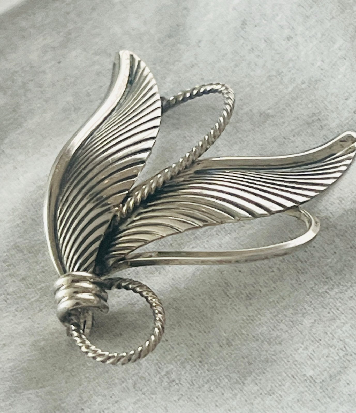 Vintage Theodor Klotz Teka 925 Zilveren Broche Bladvorm 4,5, Verzenden, Gebruikt, 4 tot 7 cm, Zilver