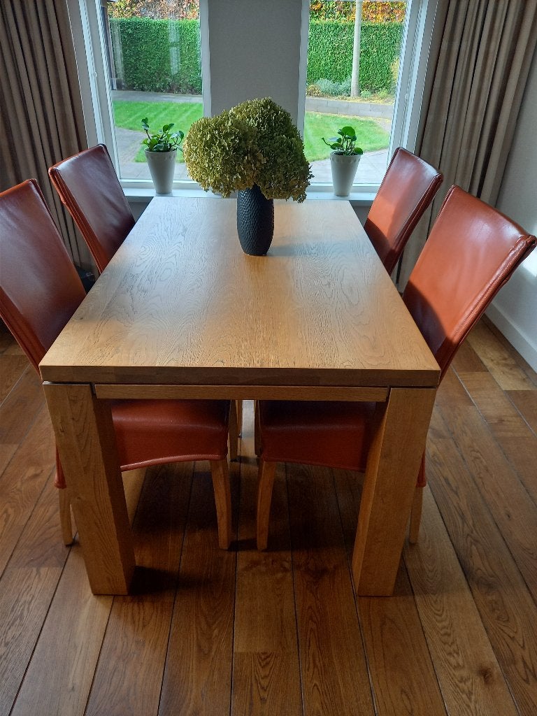 Eettafel massief eikenhout, Huis en Inrichting, Tafels | Eettafels, Ophalen, 100 tot 150 cm, Eikenhout, 50 tot 100 cm
