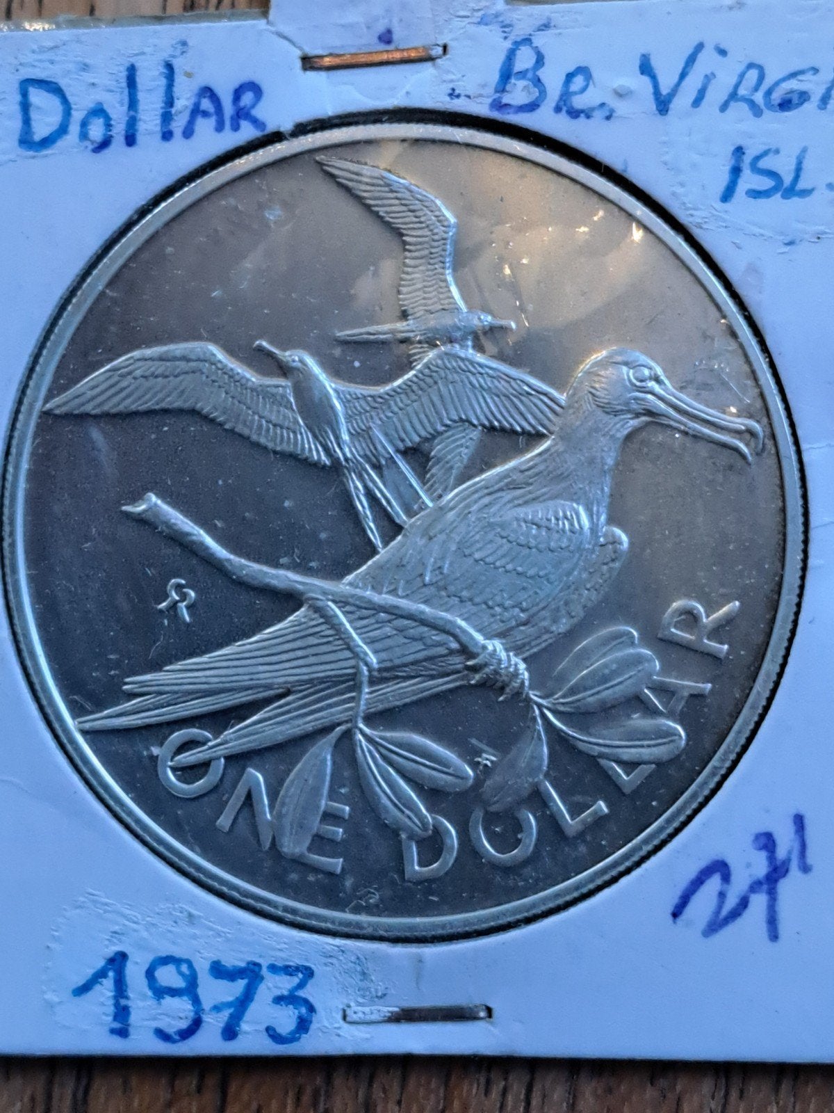 Britse Virgin Islands one dollar 1973 Proof, Ophalen of Verzenden, Midden-Amerika, Losse munt, Zilver