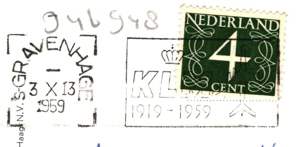 946948 Scheveningen Klederdracht strand 1959 Gelopen, Ophalen of Verzenden, 1940 tot 1960, Gelopen, Zuid-Holland