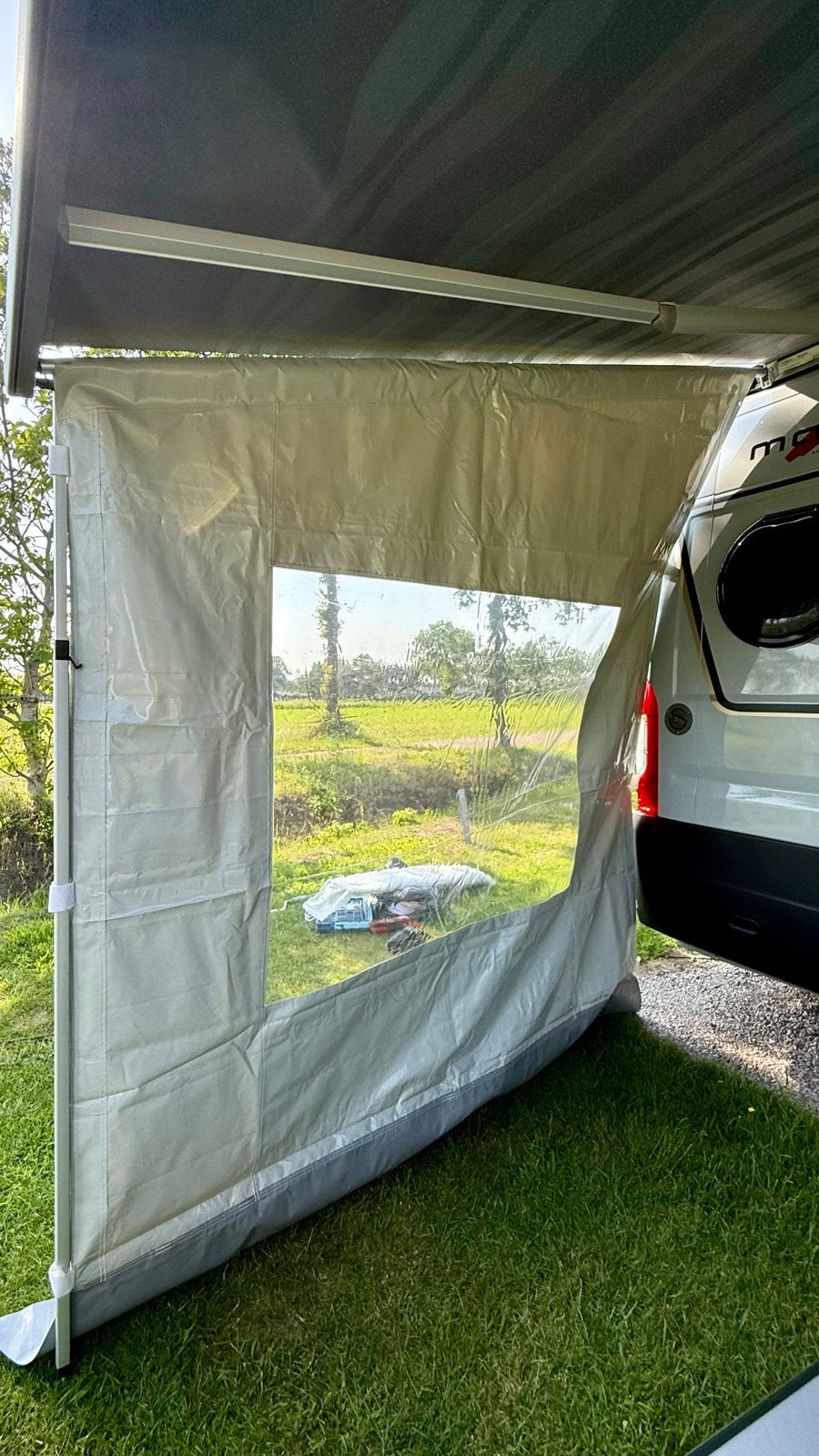 Luifel Zijwand Maat L - 2.50m Uitval (incl. rafter), Caravans en Kamperen, Camper-accessoires, Ophalen, Zo goed als nieuw