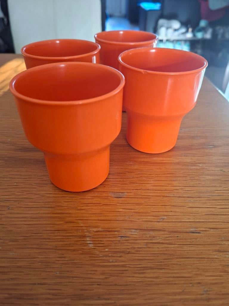 4 oranje Mepal bekers, Ophalen of Verzenden, Gebruikt