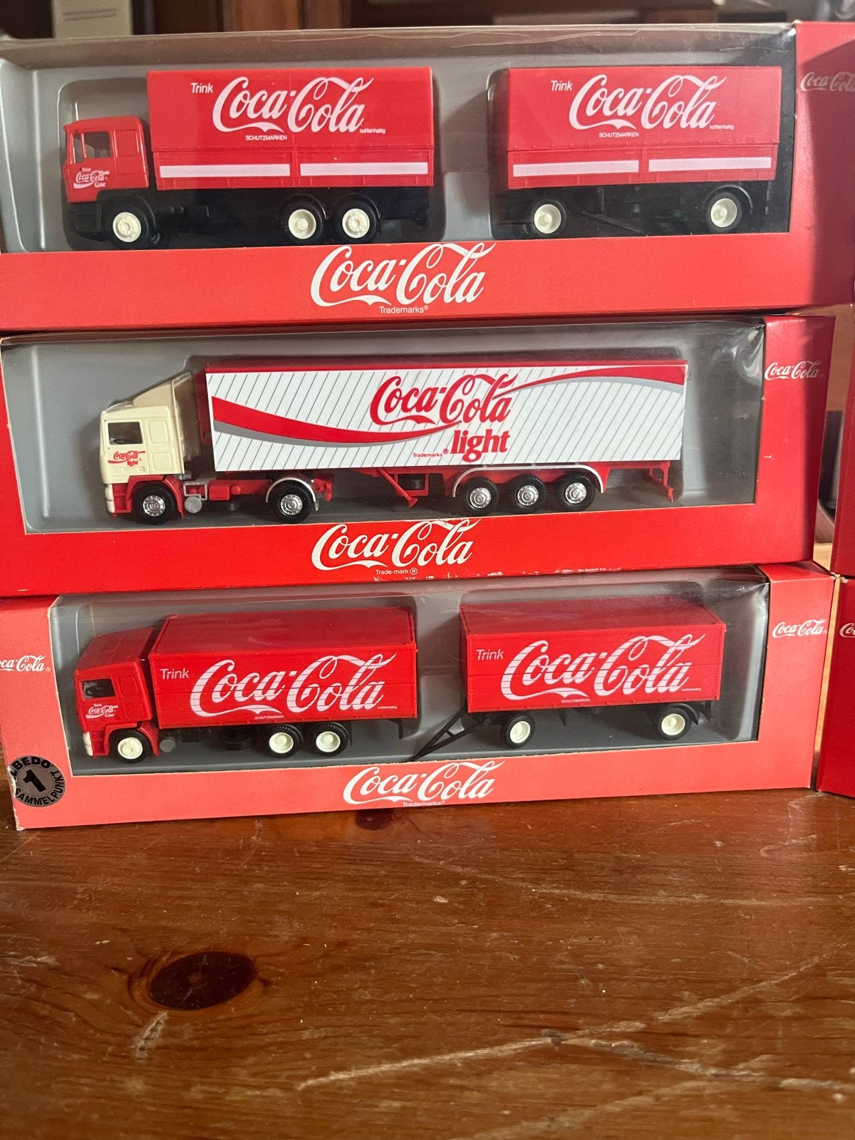 Coca-Cola vrachtwagens modelauto's - Set van 6, Overige merken, 1:50 of kleiner, Ophalen of Verzenden, Zo goed als nieuw