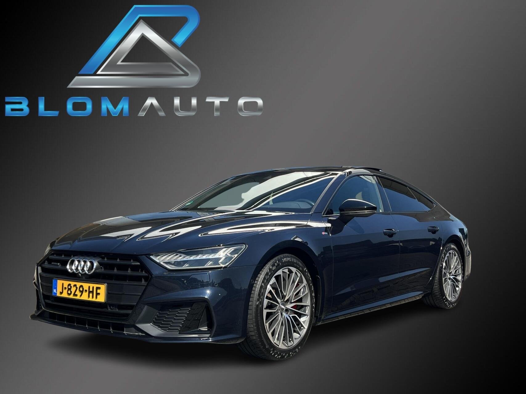 Audi A7 Sportback 55 TFSIE 367PK Competition S-LINE PANO+360, Auto's, Gebruikt, 4 cilinders, Blauw, Verwarmde buitenspiegels