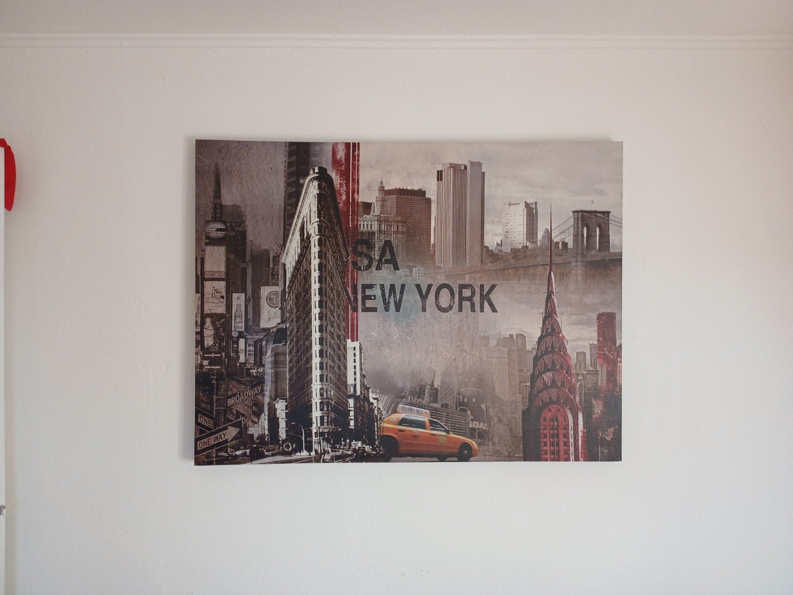 Canvas schilderij New York City skyline, 50 – 75, Ophalen of Verzenden, Zo goed als nieuw, Schilderij