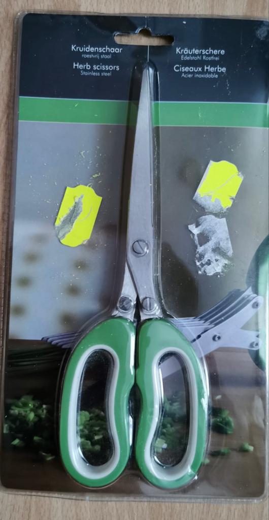 Nieuwe roestvrijstalen kruidenschaar met groene handvatten, Nieuw, Ophalen of Verzenden, Metaal, Groen
