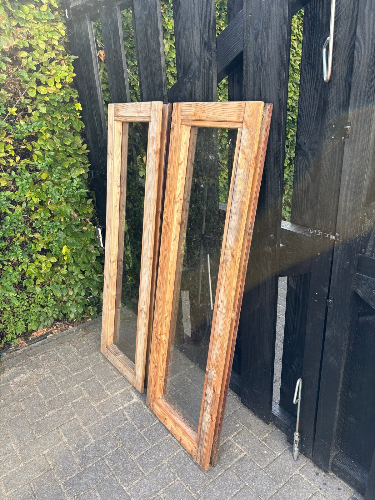 Houten ramen en tuindeur, Doe-het-zelf en Verbouw, Glas en Ramen, Ophalen, Gevelraam of Ruit, Gebruikt, Minder dan 80 cm