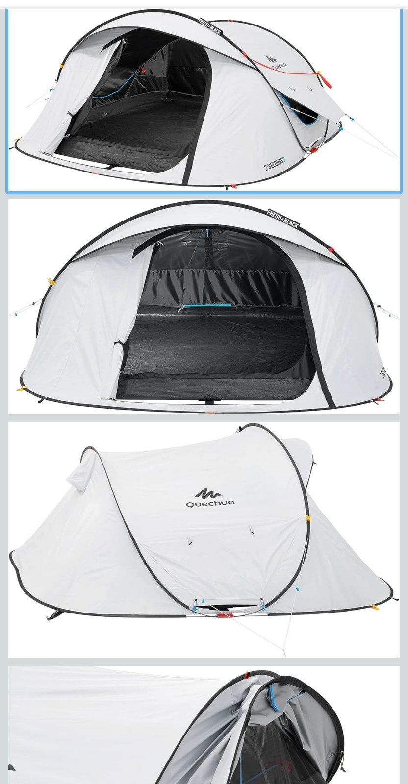 Quechua 2 seconds 3 fresh and black tent, Ophalen, Zo goed als nieuw