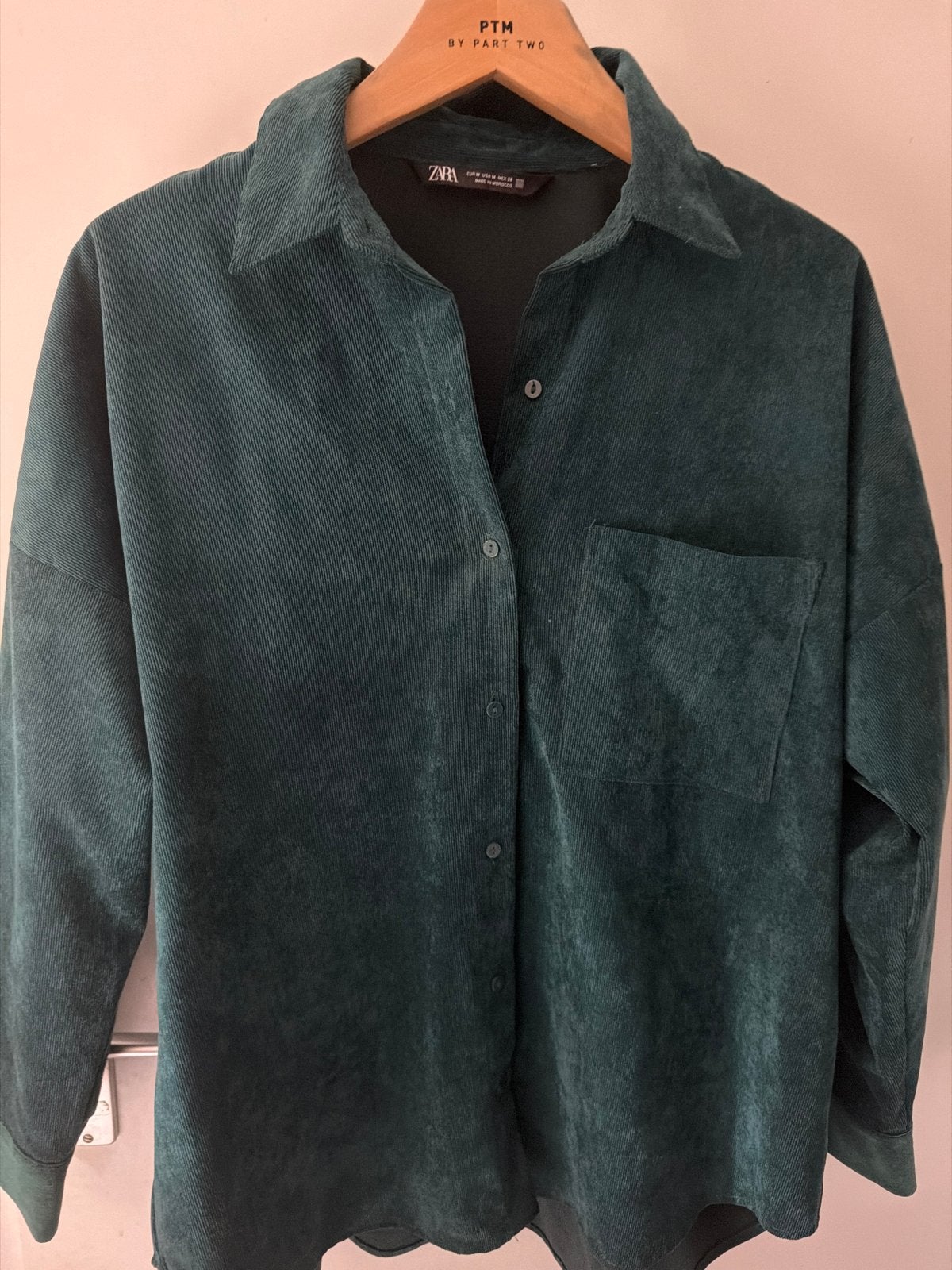 Zara Corduroy Overshirt - Donkergroen, Ophalen of Verzenden, Zo goed als nieuw, Maat 38/40 (M), Groen