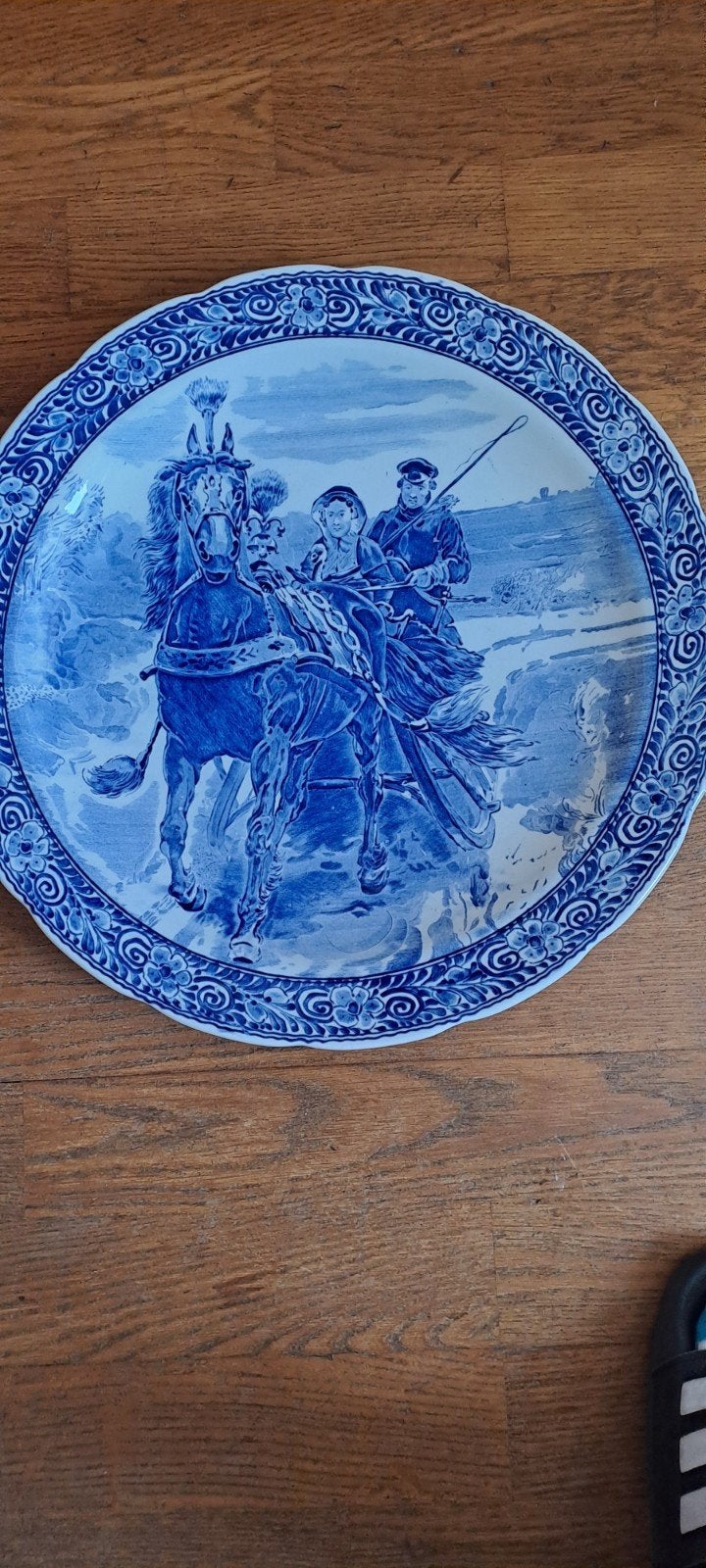 Antidk wandbord  koets met paarden, Ophalen