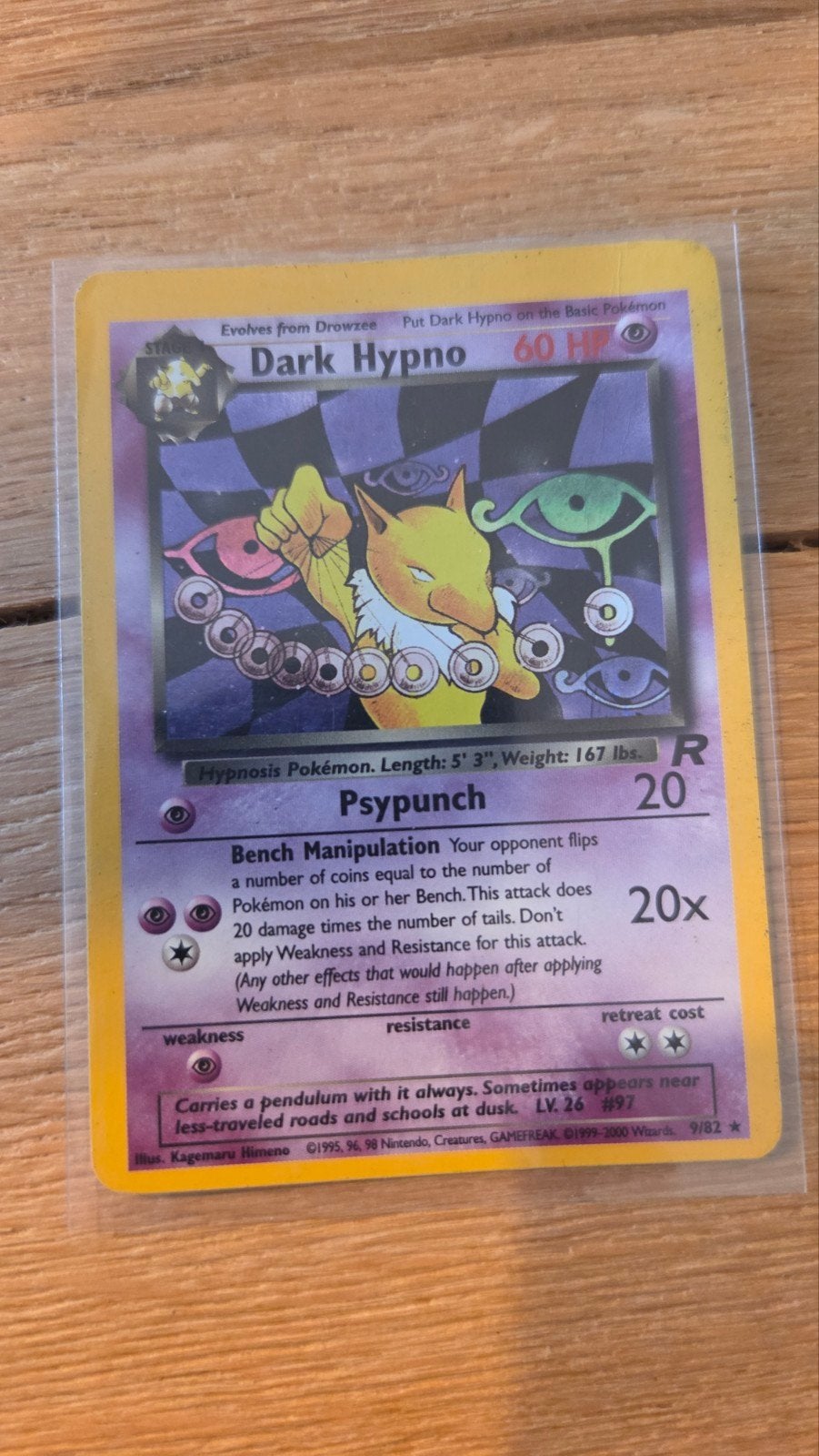 Dark Hypno Pokémon kaart (9/82) Team Rocket, Ophalen of Verzenden, Gebruikt, Losse kaart