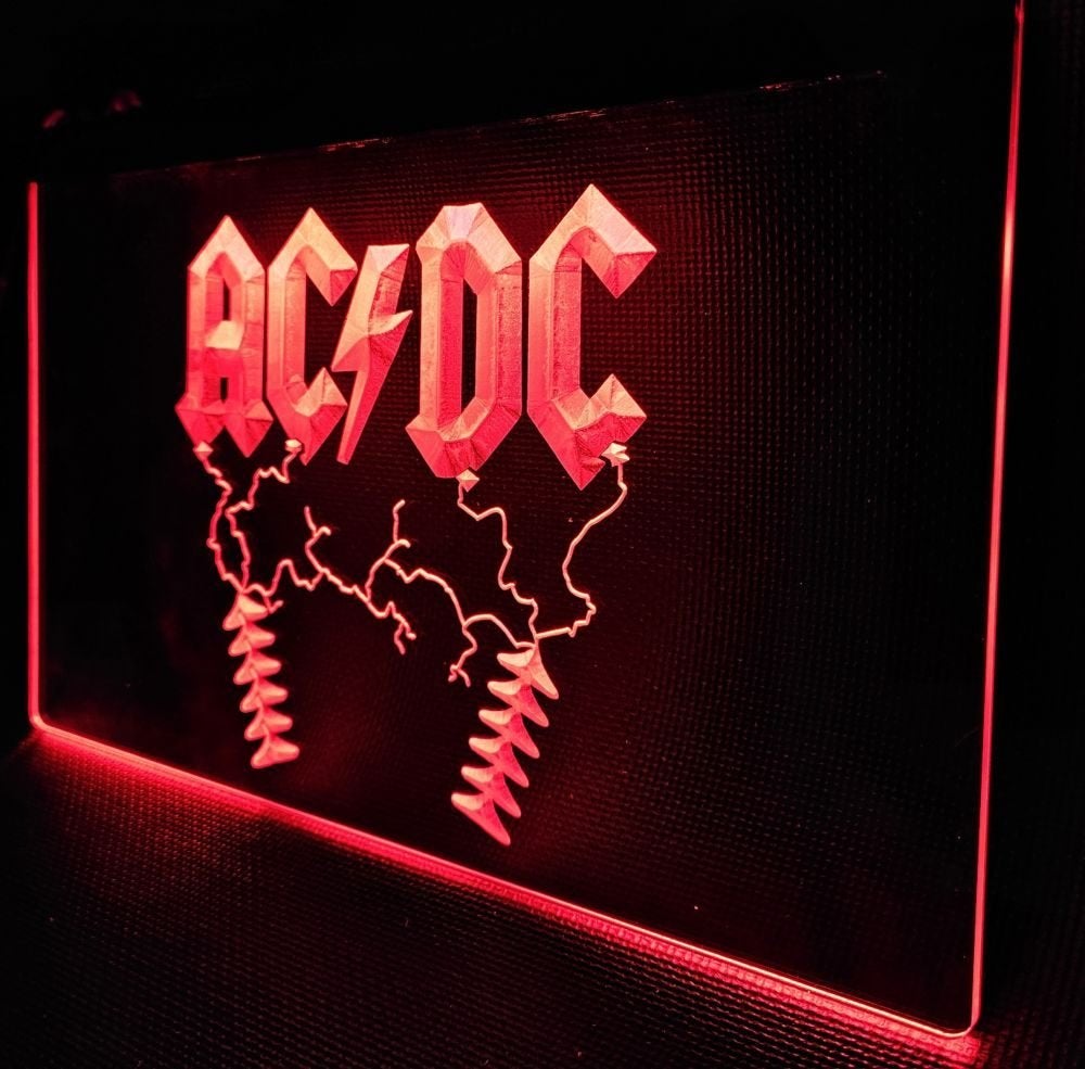 ACDC logo rood led reclame ledlamp wanddeco decoratie lamp, Info@deconoord.nl, Deco Noord, Nieuw, Ophalen of Verzenden