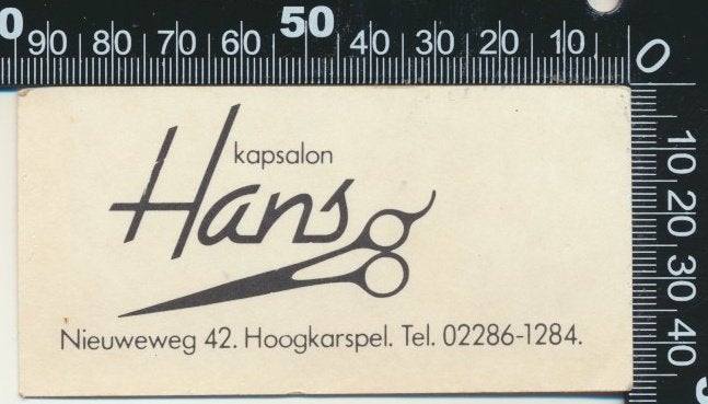 Sticker: Kapsalon Hans - Hoogkarspel, Verzamelen, Verzenden, Zo goed als nieuw, Bedrijf of Vereniging