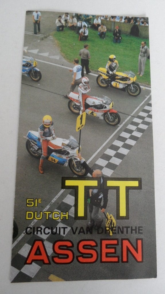 TT Assen 1981 motorwegrace flyer 51e Dutch TT, Verzamelen, Merken en Reclamevoorwerpen, Verzenden, Zo goed als nieuw, Gebruiksvoorwerp