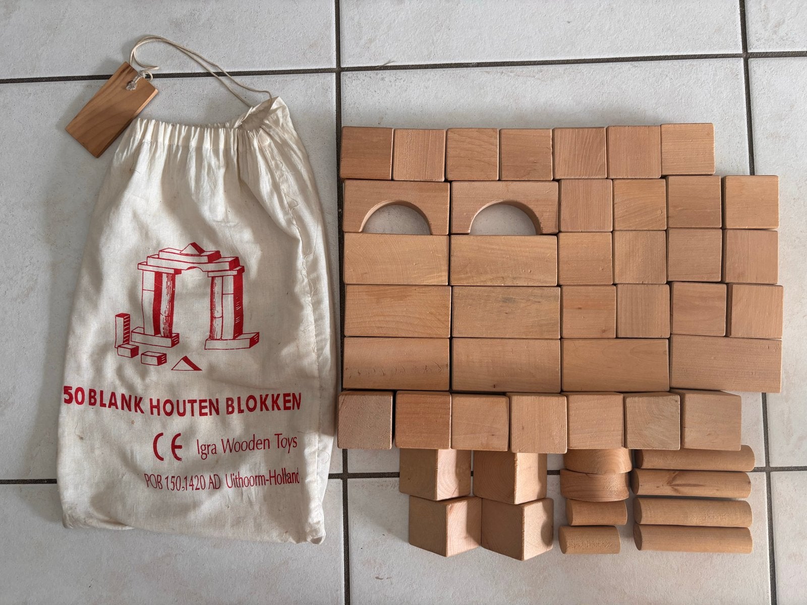 49 Blank Houten Blokken - Igra Wooden Toys, Ophalen of Verzenden, Zo goed als nieuw, Overige typen