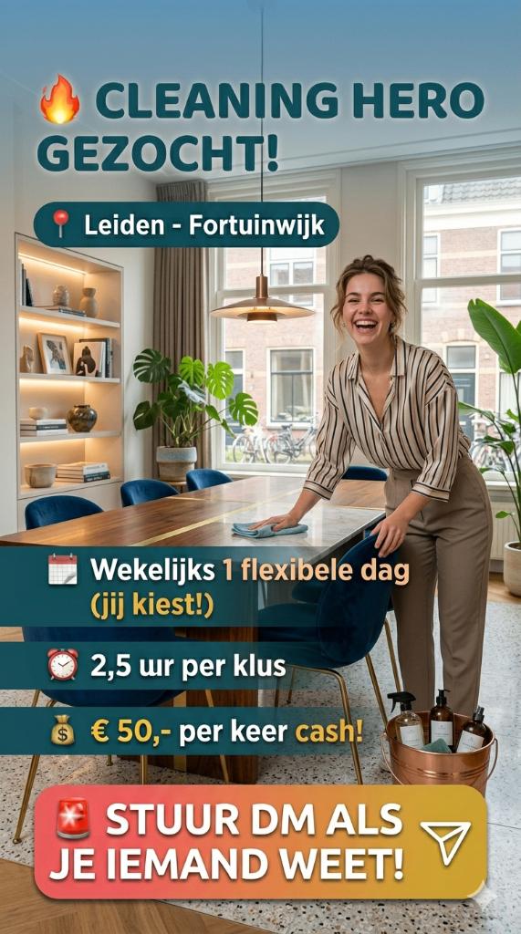 Schoonmaakster gezocht, Vacatures, Starter, Overige vormen, Overige niveaus, Geschikt als bijbaan