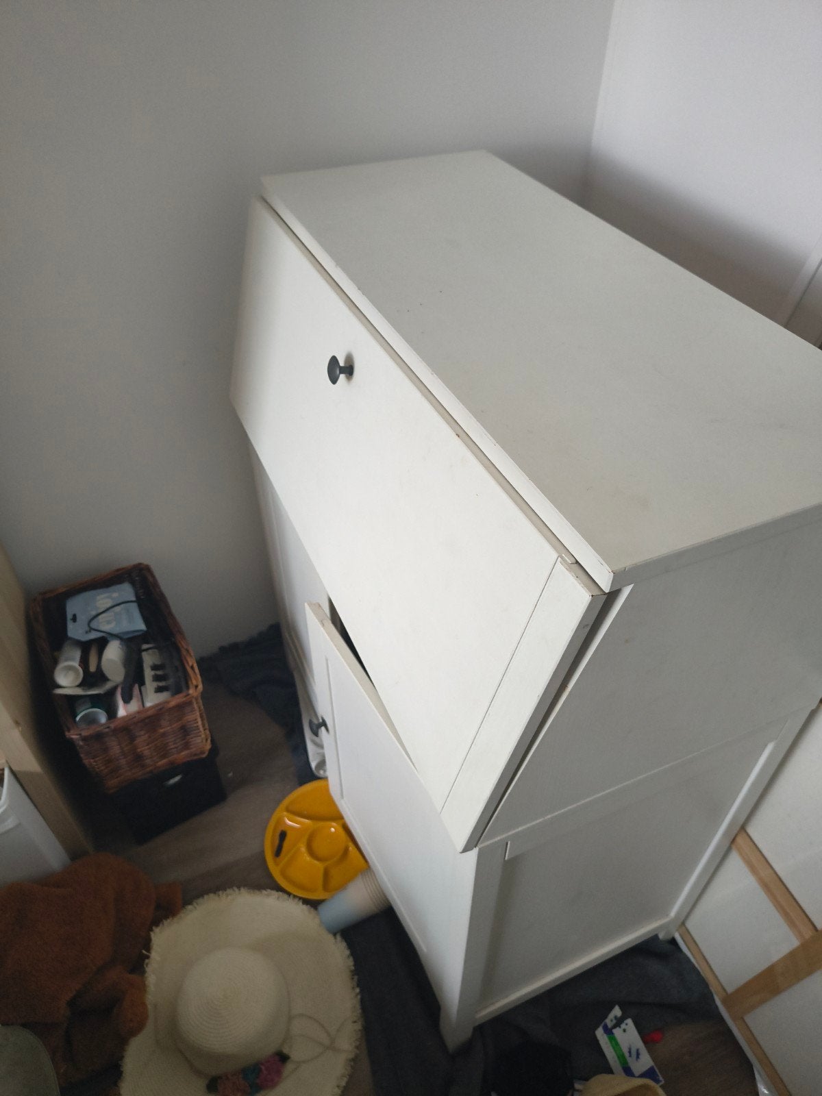 Wit secretaire bureau met opbergruimte, Huis en Inrichting, Kasten | Secretaires, Ophalen, Gebruikt, Klassiek, functioneel