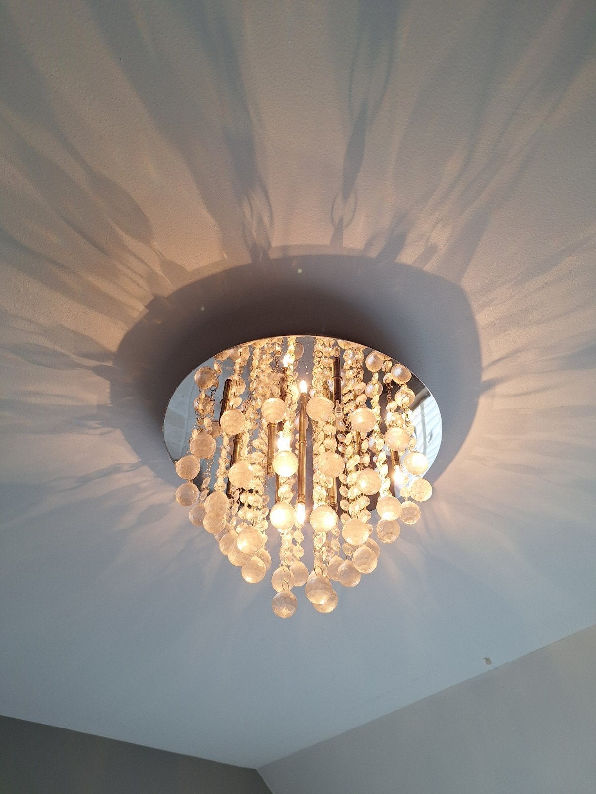 Elegante kristallen plafondlamp, Ophalen, Zilver, Modern, Zo goed als nieuw