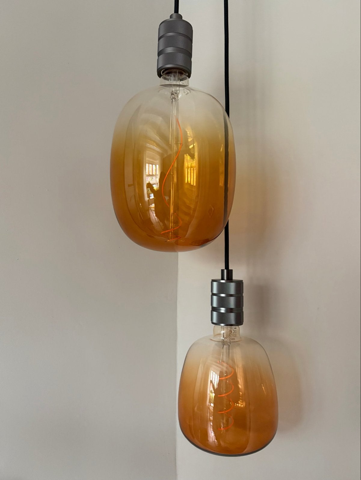 Calex Filament LED Hanglampen 2x met Armatuur, Ophalen, Zo goed als nieuw, Glas, E27 (groot)
