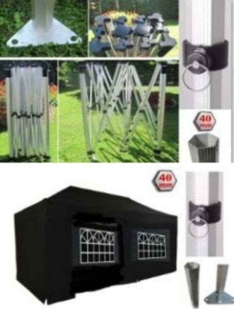 Extreem Sterke HEXAGON Easy Up Pop-Up Vouwtent 3x6m Zwart, Ophalen of Verzenden, Nieuw, 5 tot 8 meter, Opvouwbaar