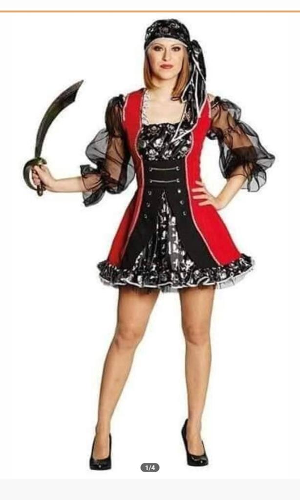 Piraten jurk met hoofddoek aat 42/44 Foute Party/Carnav, Carnaval, Maat 42/44 (L), Ophalen of Verzenden, Zo goed als nieuw