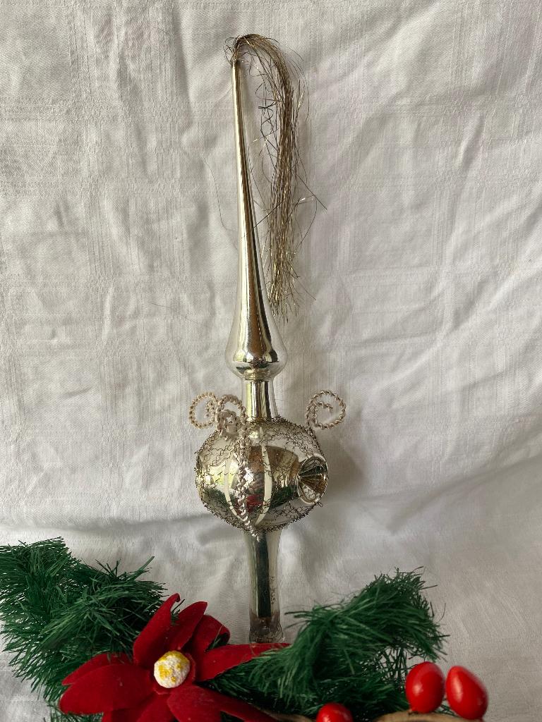 Vintage kerstpiek glas zilver, Diversen, Kerst, Gebruikt, Onbekend, Ophalen of Verzenden, Onbekend