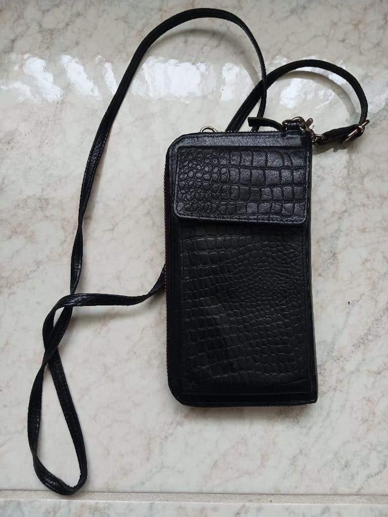 Cross body dames leren portemonnee/tasje, Ophalen, Nieuw, Zwart, Schoudertasje