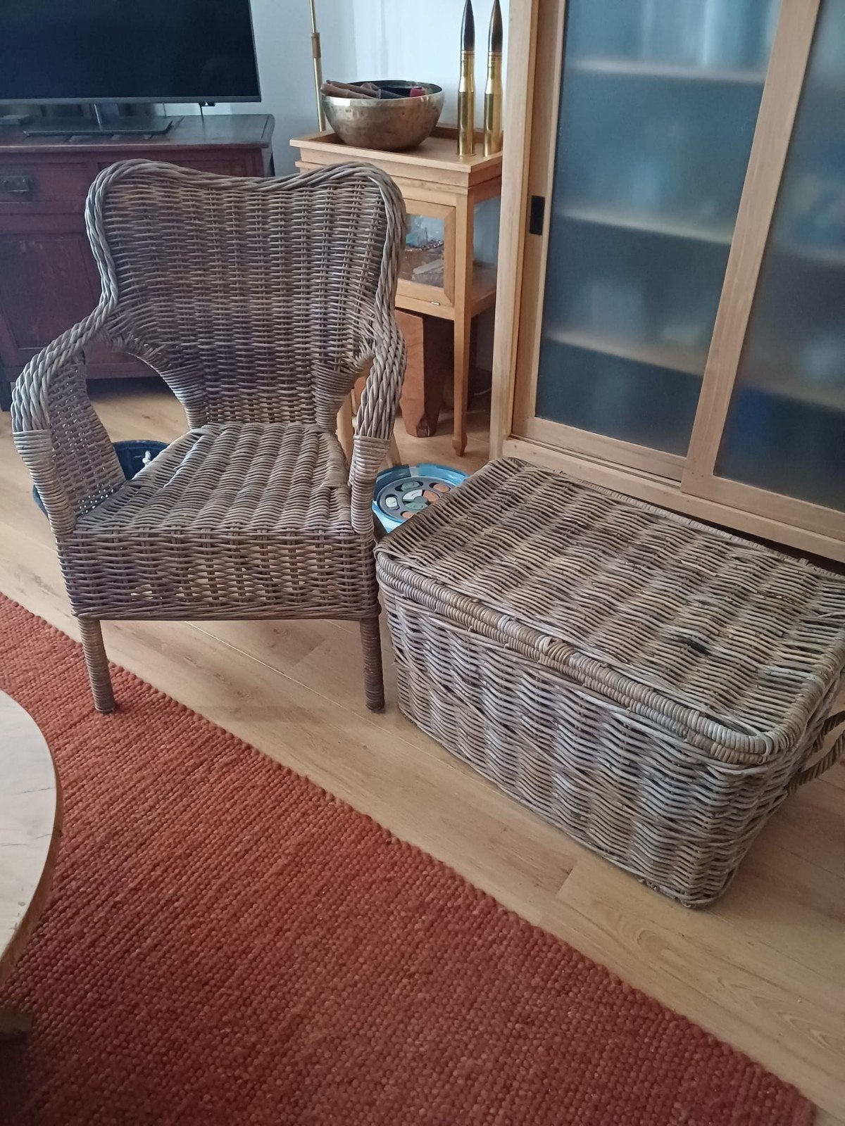 te koop rieten stoel en mand, Ophalen, Riet of Rotan, Eén