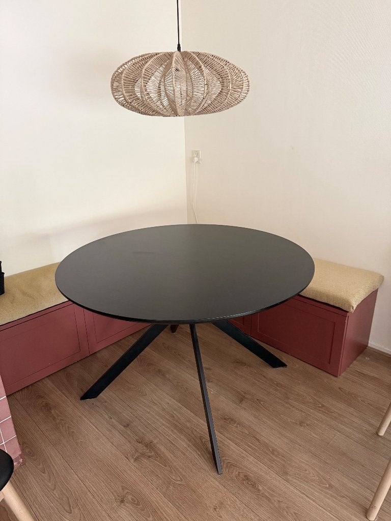 WOOOD Bruno eettafel 120 cm, Ophalen, Rond, Zo goed als nieuw, Vier personen