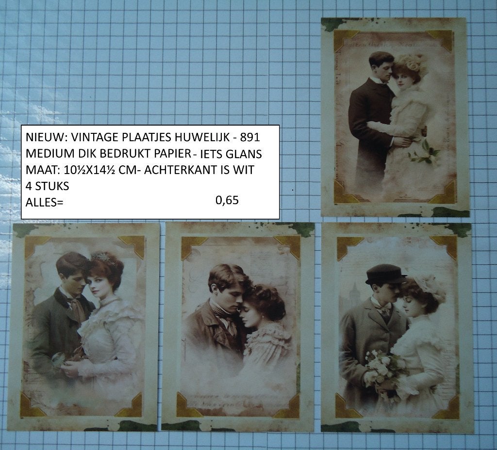 vintage plaatjes huwelijk 891 ( alleen verzenden, Ophalen, Nieuw, Man of Vrouw, Knipvel