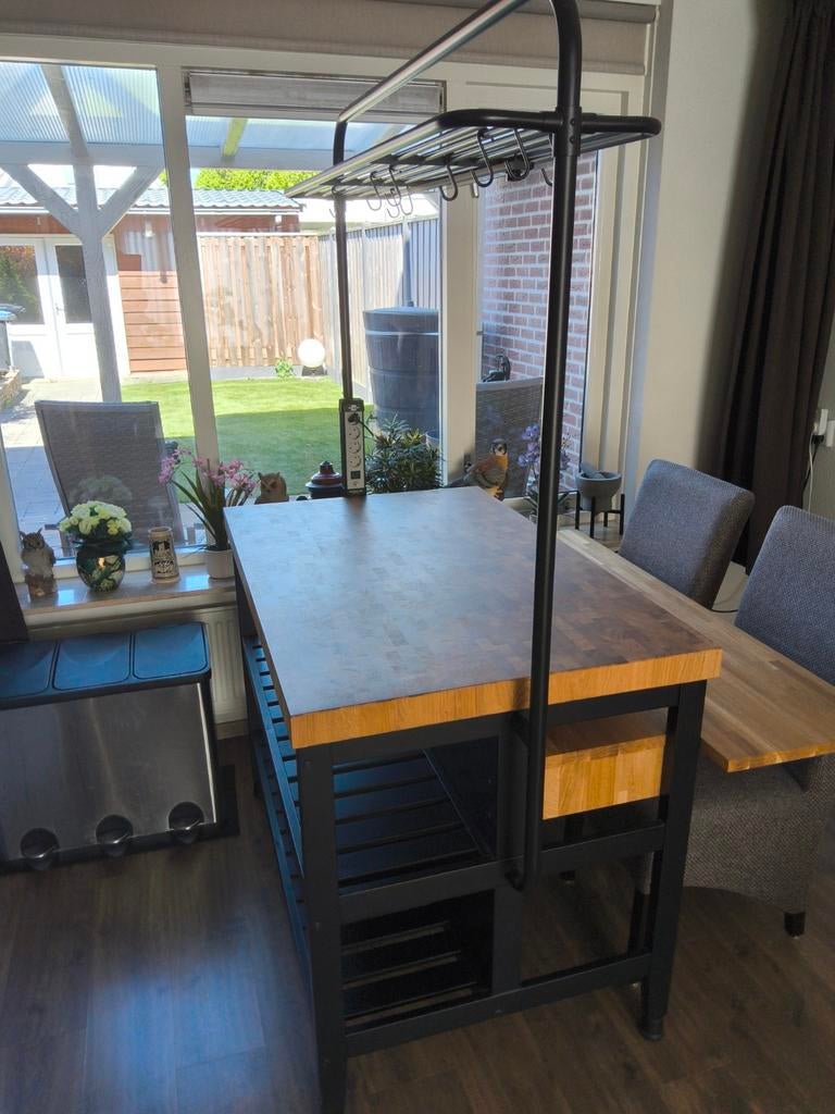 Ikea vadholma keukeneiland met extra tafelblad, Ophalen, Gebruikt, Hout, Keukentrolley