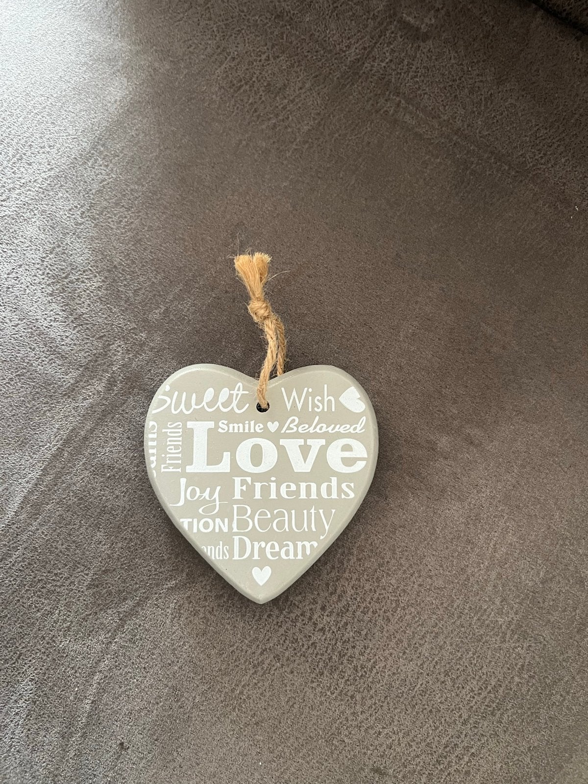 Decoratief hartje met inspirerende woorden, Ophalen of Verzenden, Zo goed als nieuw, Modern, Grijs