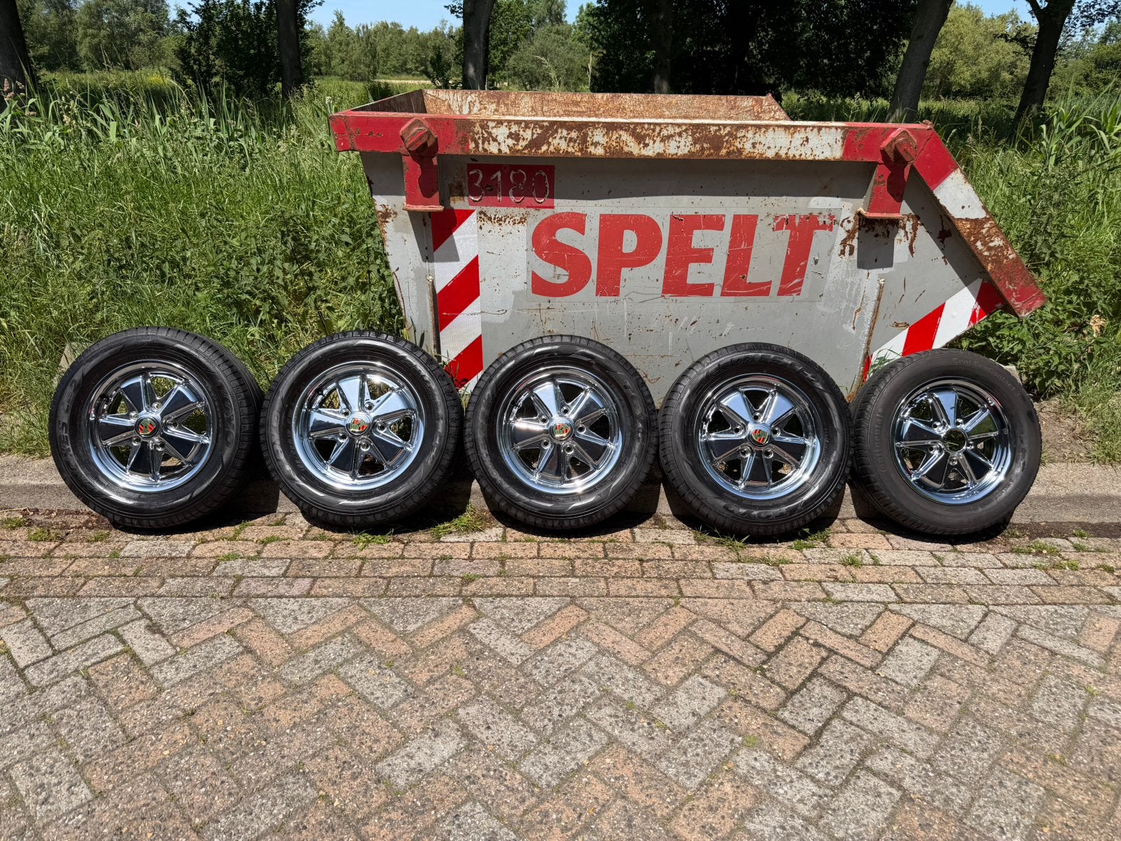 Porsche Fuchs velgen 5x chrome SSP 15 inch 5x130 5,5J, Ophalen, Gebruikt, 15 inch, Banden en Velgen