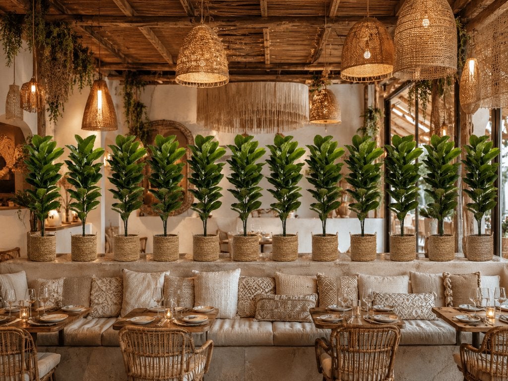 10 x Kunstplant Ficus Elastica/Rubberplant Nieuw 130 cm hoog, Ophalen, Groen, Rondom opgemaakt, Kunstplant