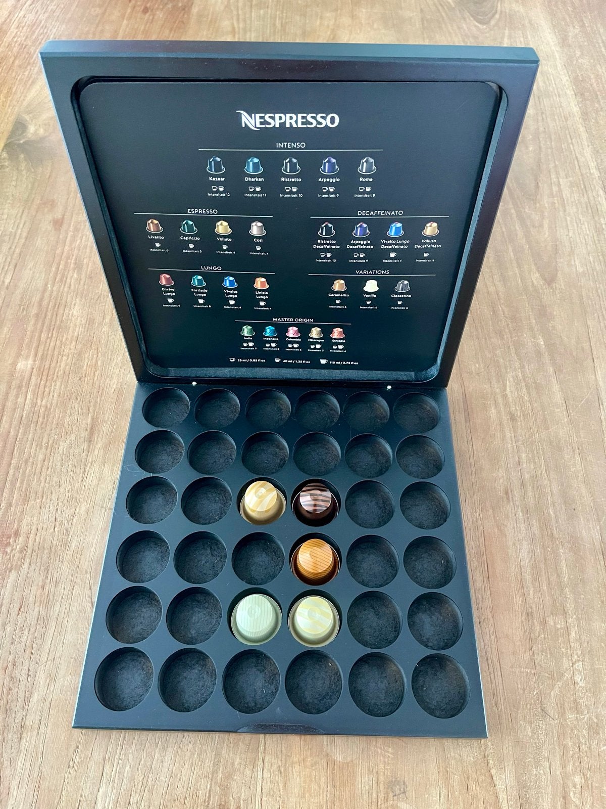 Nespresso presentatiebox voor 36 cupjes - Zwart hout, Hout, Ophalen of Verzenden, Zwart, Overige merken