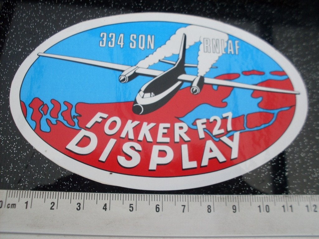 sticker squadron 334 rnlaf fokker F27 display KLu logo, Verzenden, Zo goed als nieuw, Bedrijf of Vereniging