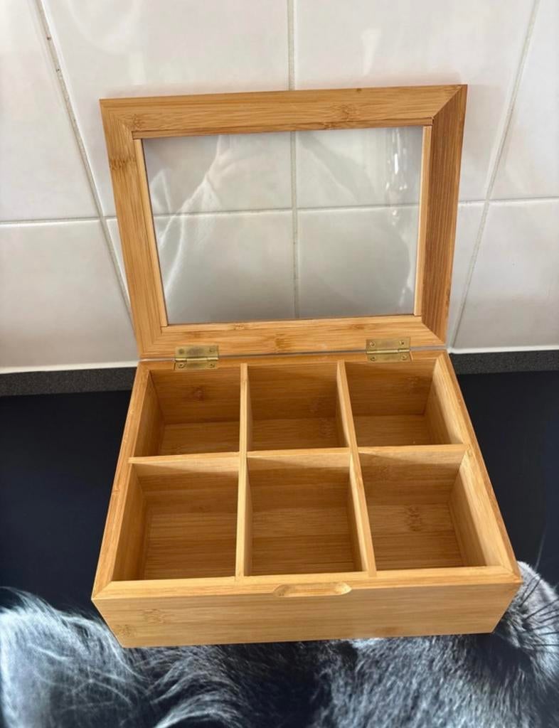 Pickwick theedoos van bamboe met 6 vakken, Hout, Gebruikt, Ophalen of Verzenden, Landelijk
