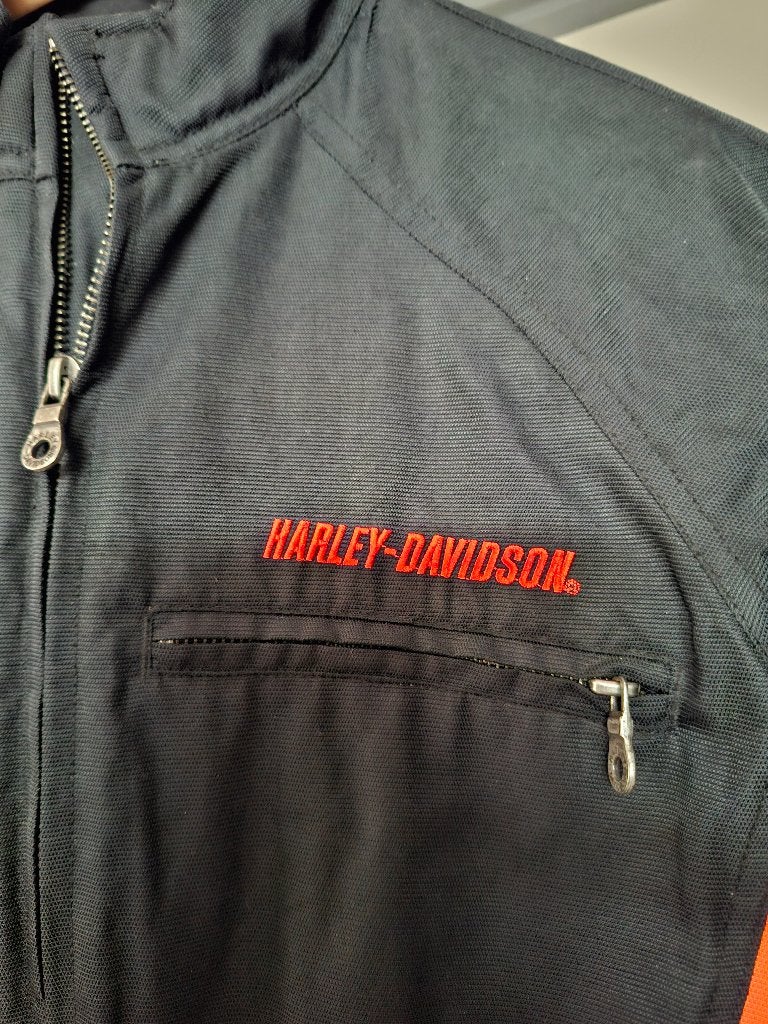 Harley-Davidson dames motorjas - Zwart/Oranje, Harley-Davidson, Jas | textiel, Ophalen of Verzenden, Dames