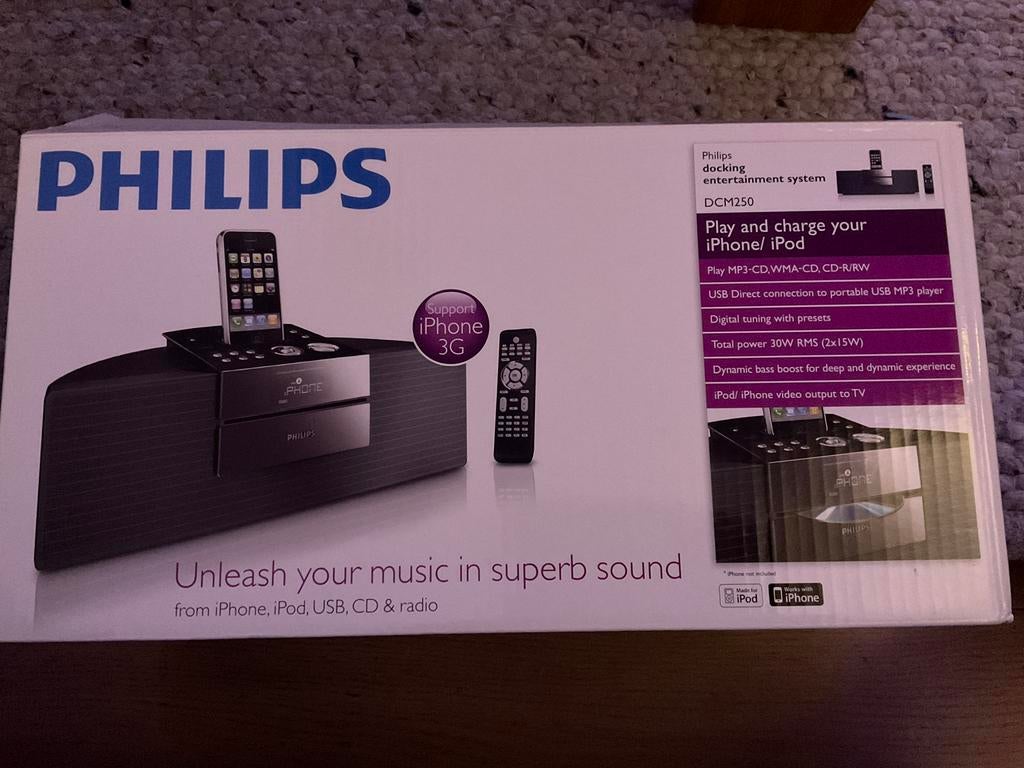 Radio Philips Entertainmentsysteem met dock DCM250/12, Ophalen of Verzenden, Zwart, Classic, Met radio