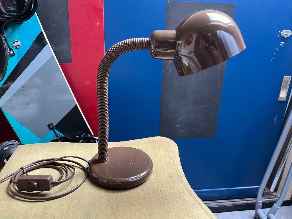Jaren 80 bureau lamp bruin, Ophalen of Verzenden, Gebruikt, Minder dan 50 cm