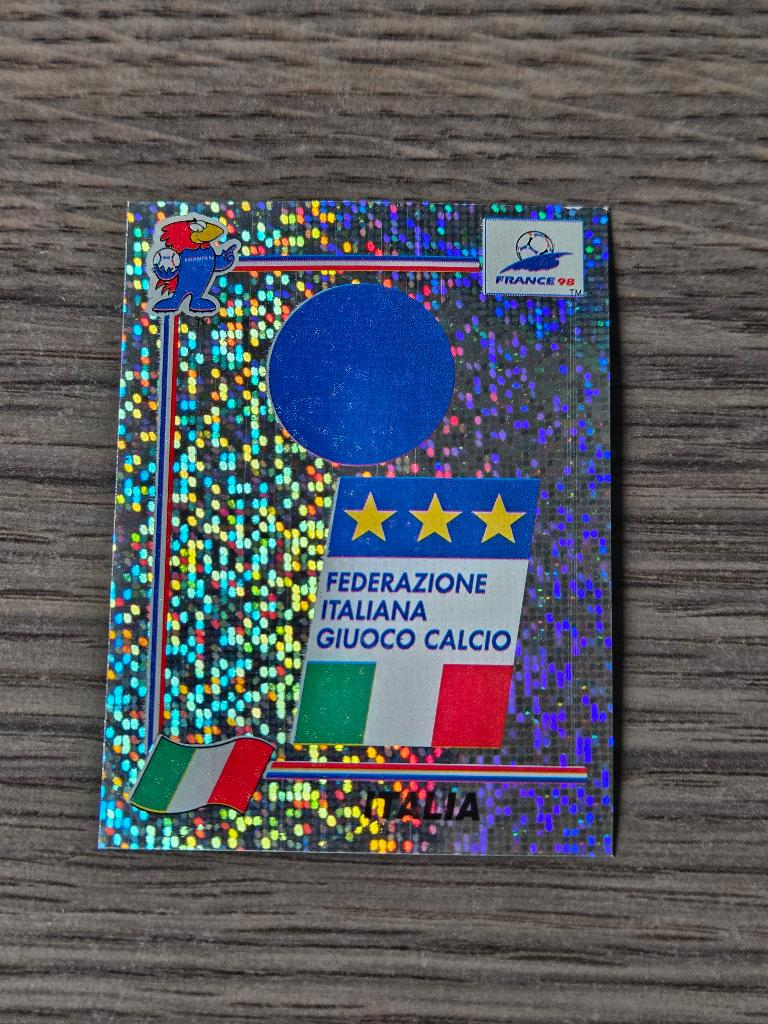 Panini World Cup Frankrijk 1998 embleem Italie, Ophalen of Verzenden, Zo goed als nieuw, Buitenlandse clubs, Poster, Plaatje of Sticker