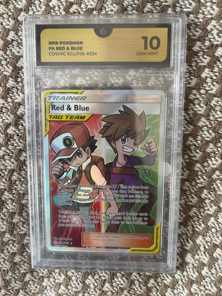 Pokémon Red & Blue Tag Team #234 Graded Card 10, Ophalen of Verzenden, Zo goed als nieuw, Losse kaart