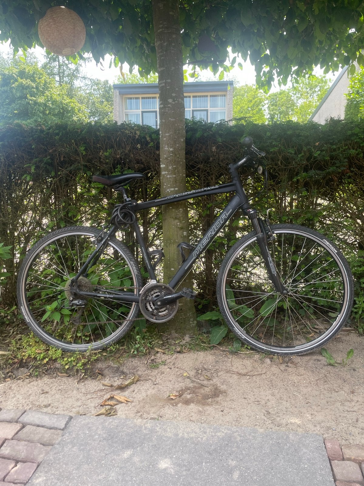Merida Crossway hybride fiets – zwart – 28 inch, 28 inch, Gebruikt, Vering, 61 tot 65 cm