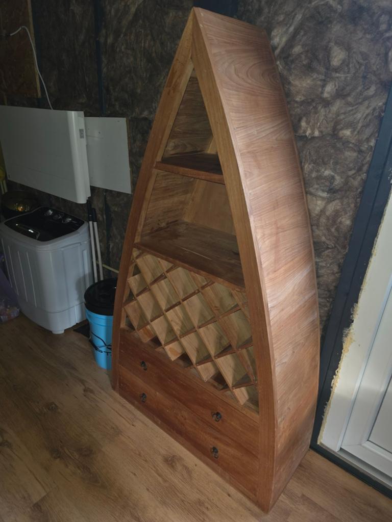 Exclusieve unieke teak kast - wijnrek en lades, Ophalen of Verzenden