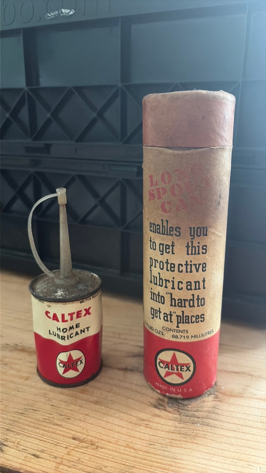 Vintage caltex home lubricant, Ophalen of Verzenden, Gebruikt