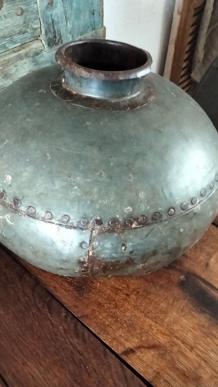 Brocante metalen Indiase waterkruik, Ophalen of Verzenden
