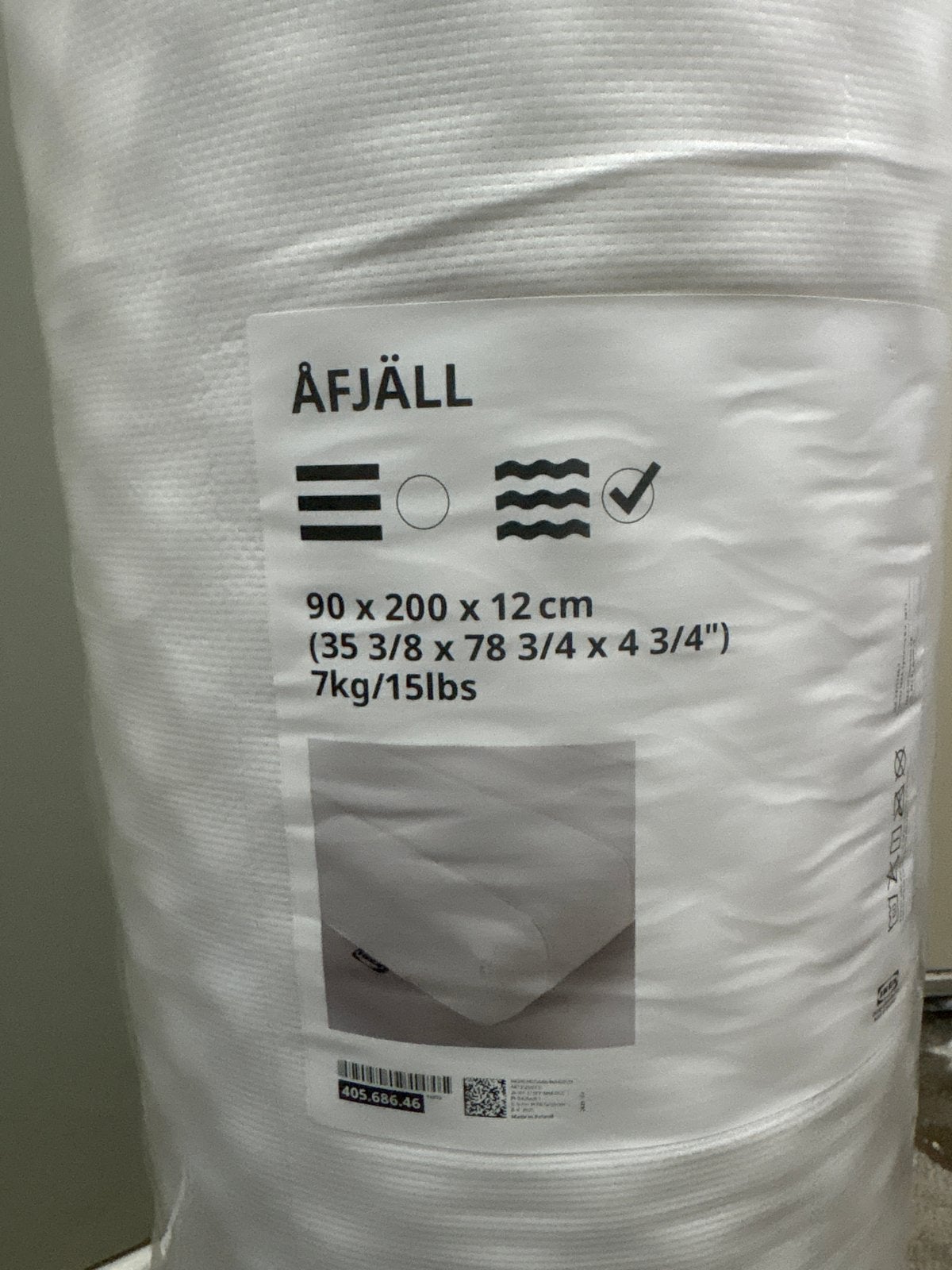 Nieuw IKEA ÅFJÄLL matras 90x200x12 cm, Huis en Inrichting, Ophalen, 90 cm, Eenpersoons, Nieuw