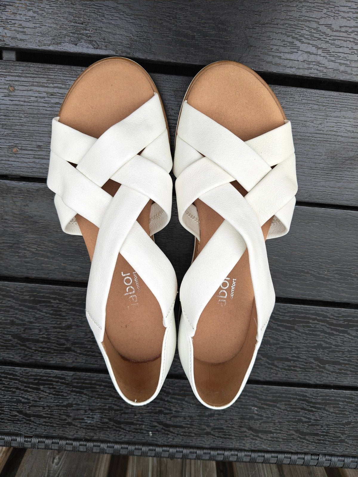 Gabor Comfort witte sandalen met kurk detail, Wit, Gabor, Zo goed als nieuw, Sandalen of Muiltjes