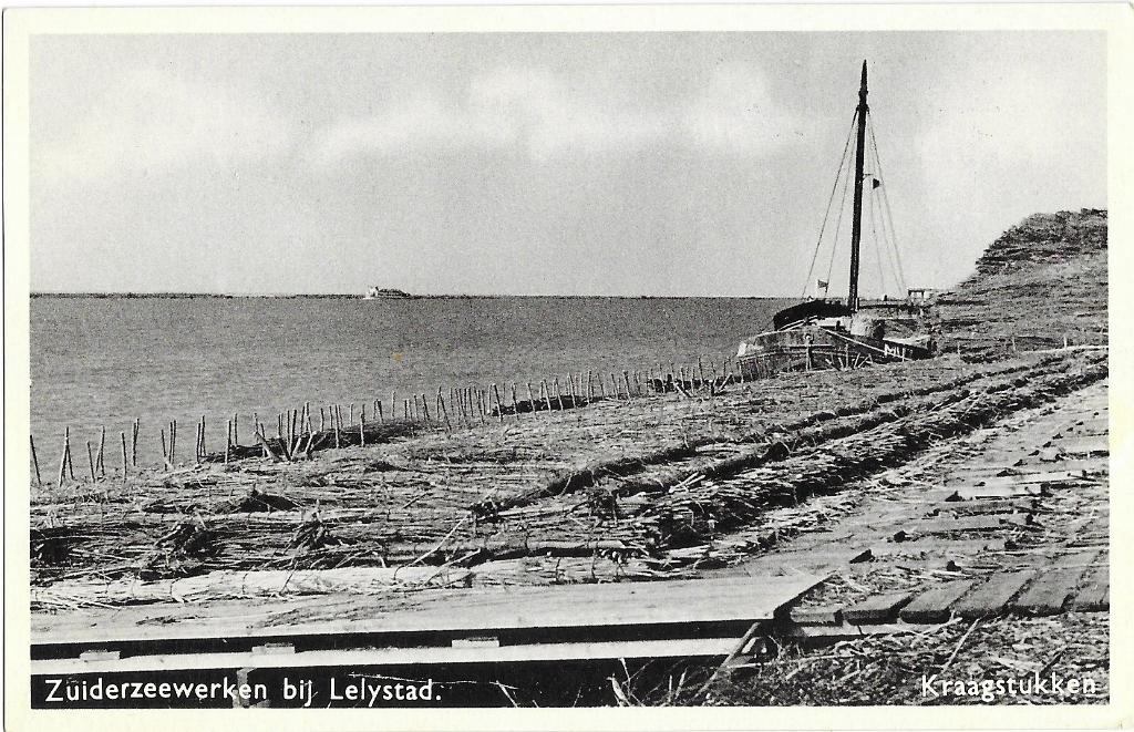 Lelystad, Zuiderzeewerken, Kraagstukken, boot, schip, Verzenden, 1940 tot 1960, Ongelopen, Flevoland